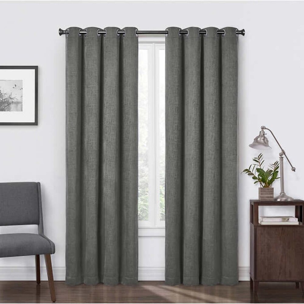SILKHOME BLACKOUT CURTAINS NOISE REDUCTION Harmony Smoke (52INX84IN)